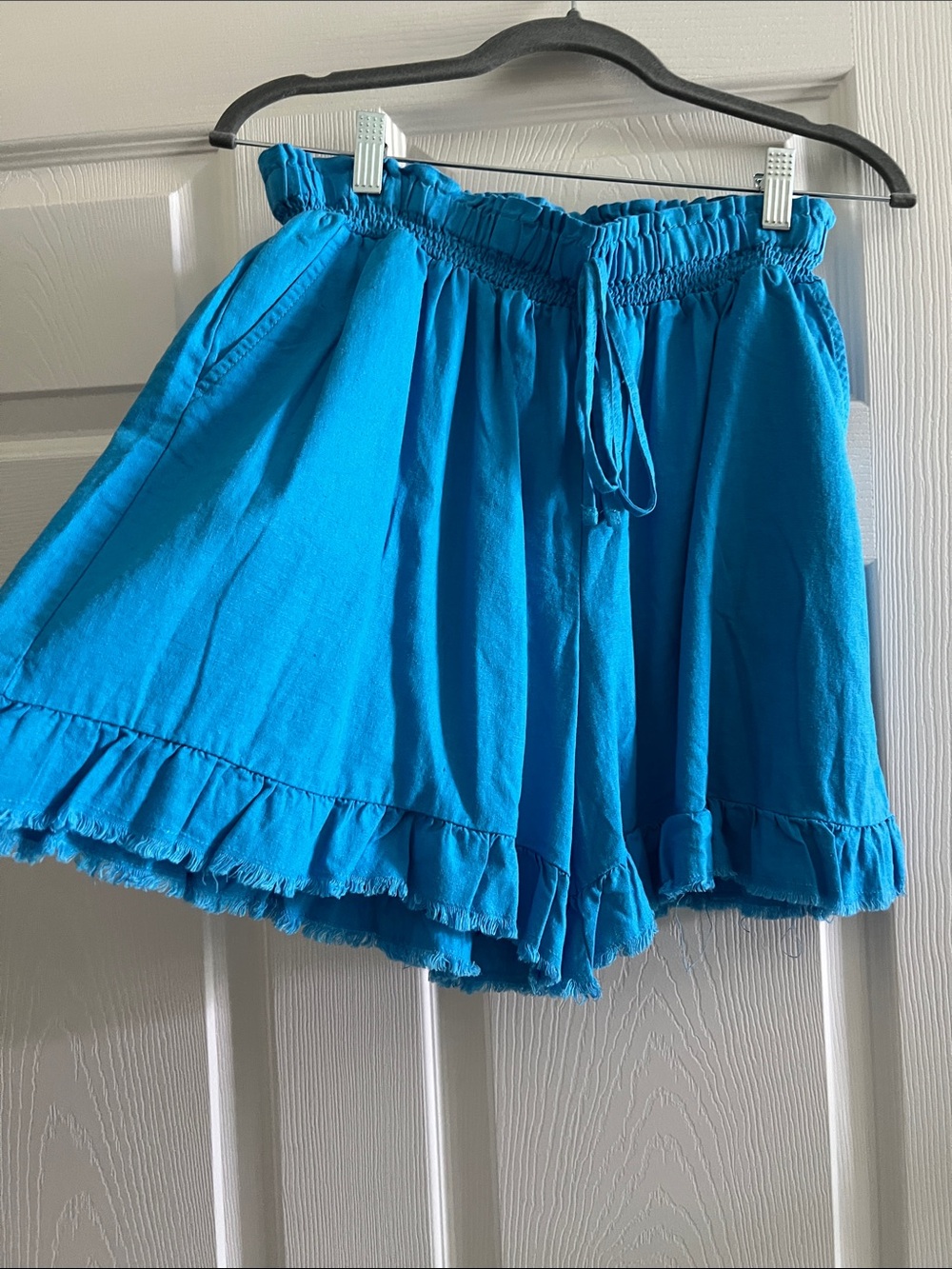 Cato Turquoise Ruffle, Stretch Drawstring  Shorts - Picture 2 of 5